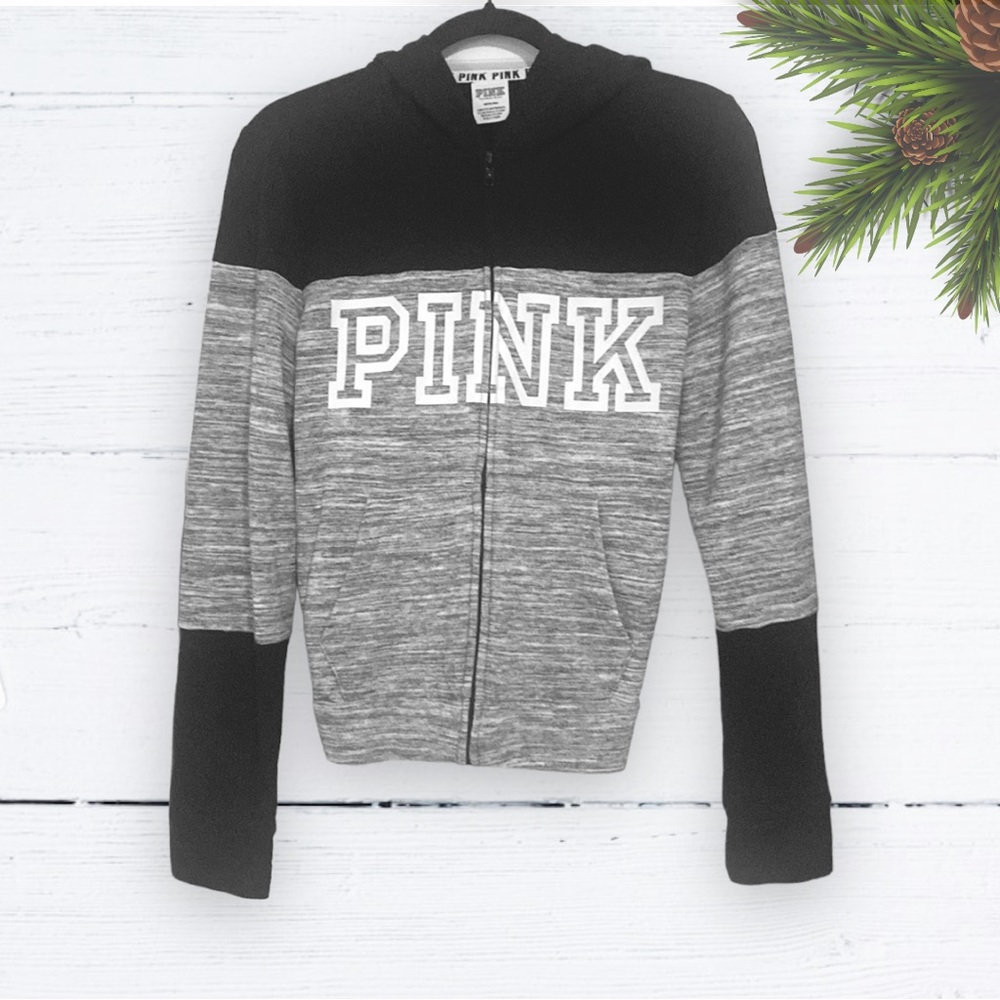 NWOT Victoria’s Secret Pink Black & Grey Hoodie